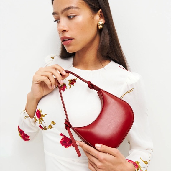 Reformation Mini Rosetta Shoulder Bag RED NWT & Dustbag - Picture 3 of 8